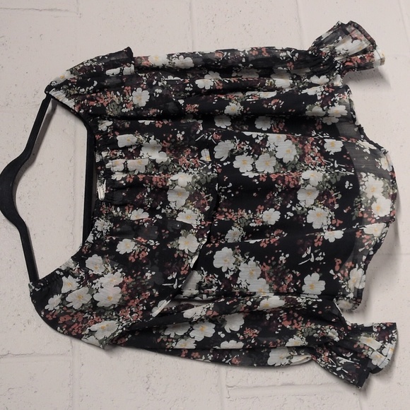 Abercrombie & Fitch Tops - Abercrombie & Fitch Floral Sheer Off Shoulder Blouse Small